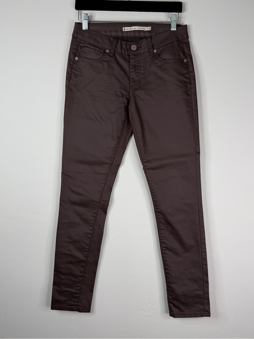 Romeo & Juliet Couture Brown Coated Skinny Jeans Leather Look Size 27